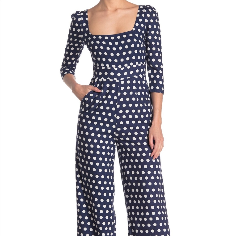 NWT Alexa Admor Square Neck Polka Dot Jumpsuit